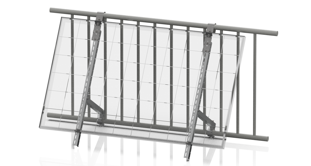 Solarmodulhalter für Balkonkraftwerk - 20° - 60° Neigung - Aluminium - Balkongeländerhalter - Energietechnik Bremen