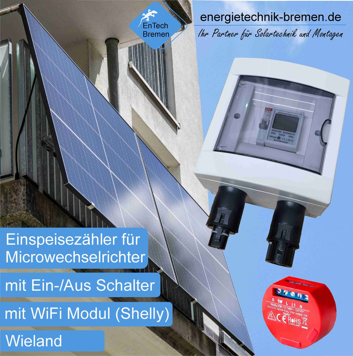 Stromzähler / Einspeisezähler - PV Anlage - Betteri - Microwechselrichter - WiFi + Analog - IP40 - Energietechnik Bremen