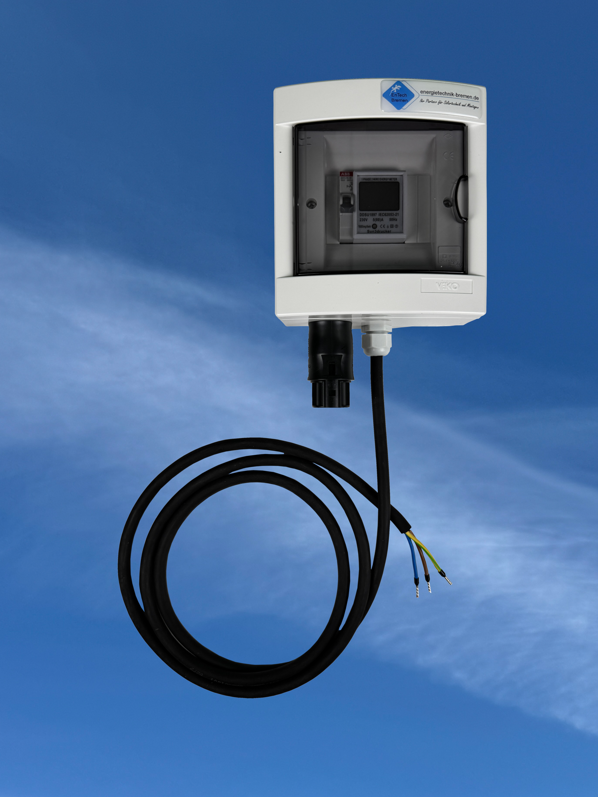 Strom- / Einspeisezähler - Balkonkraftwerk - Anschlusskasten - Betteri BC01 - IP40 - Ende offen - Energietechnik Bremen