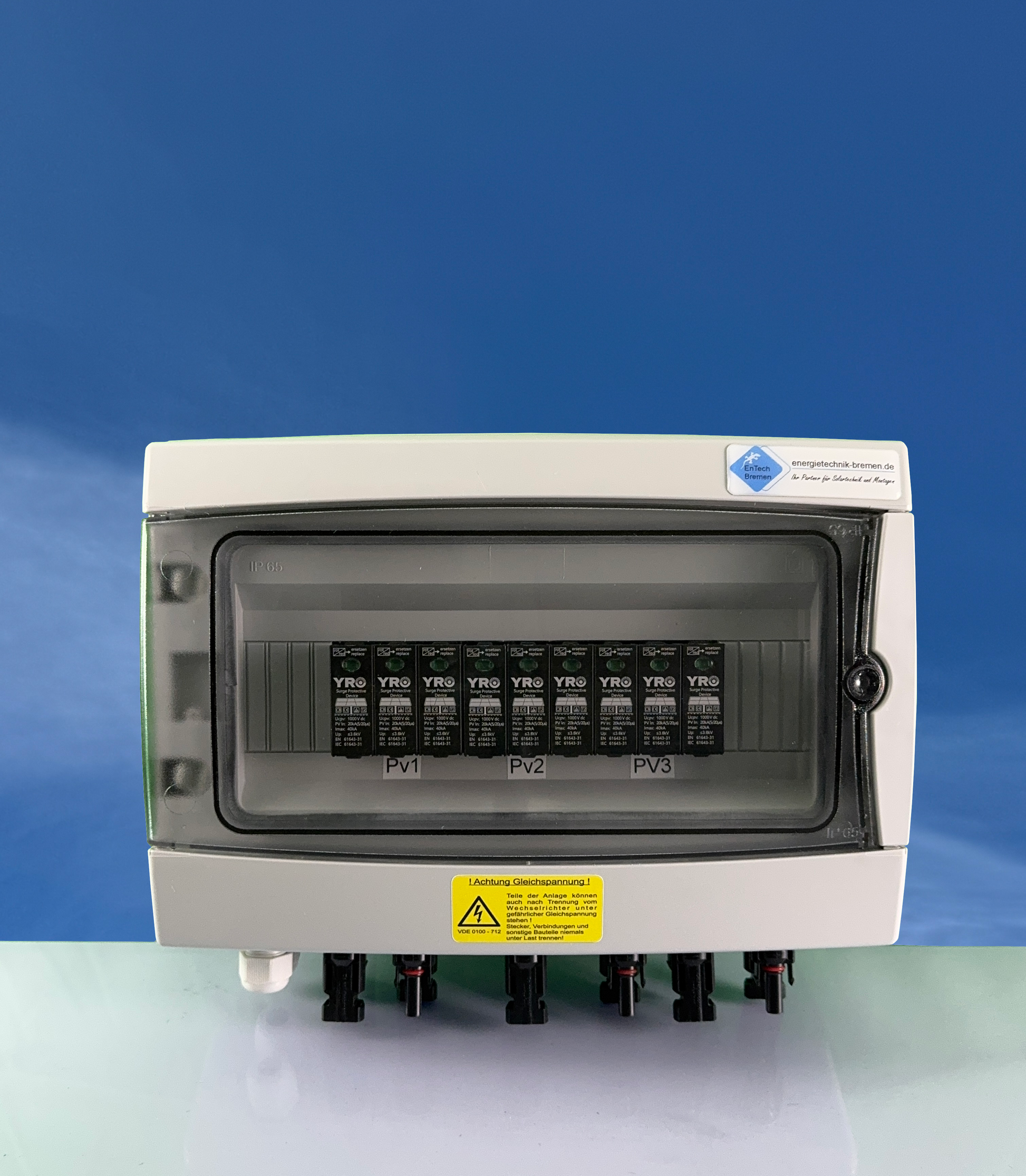 Überspannungsschutz - Solar / PV - Anschlusskasten - 3 Strings - DC 1000V - Typ I+II - IP65 - Energietechnik Bremen