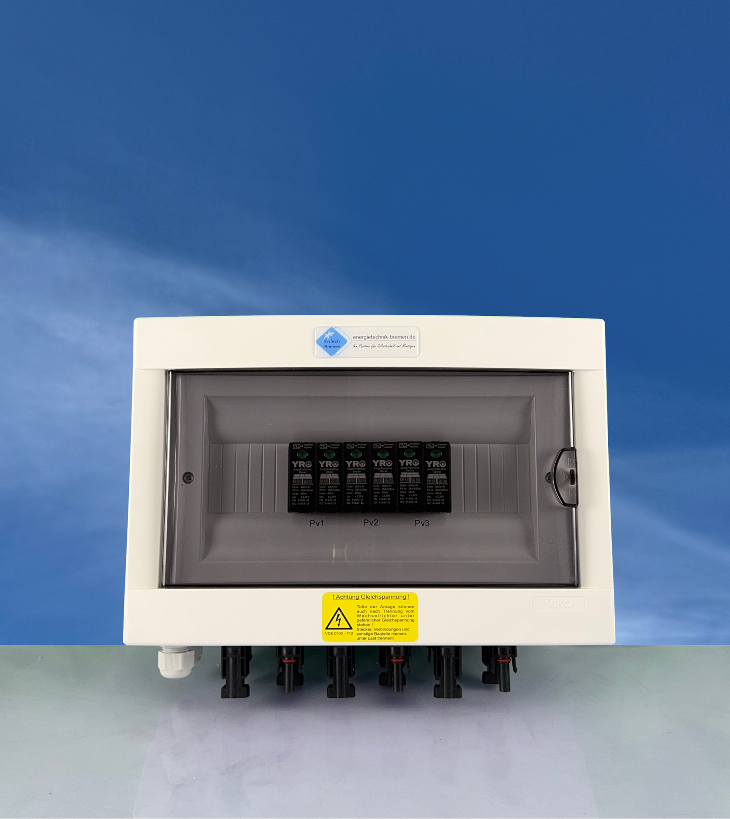 Überspannungsschutz - Solar / PV - Anschlusskasten - einfach - IP40 -3 Strings - DC 800V - Typ II - Energietechnik Bremen