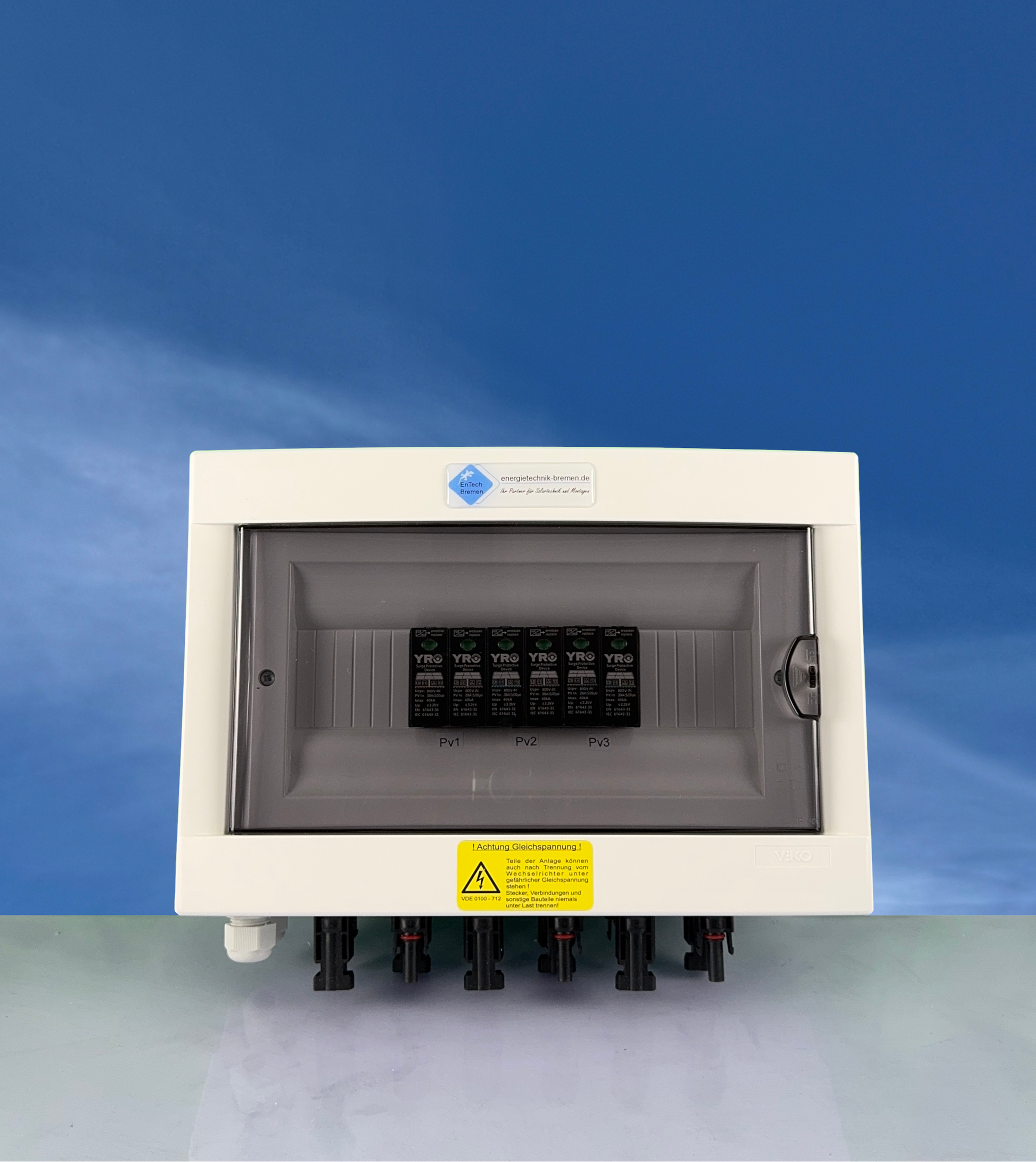 Überspannungsschutz - Solar / PV - Anschlusskasten - einfach - IP40 -3 Strings - DC 800V - Typ II - Energietechnik Bremen