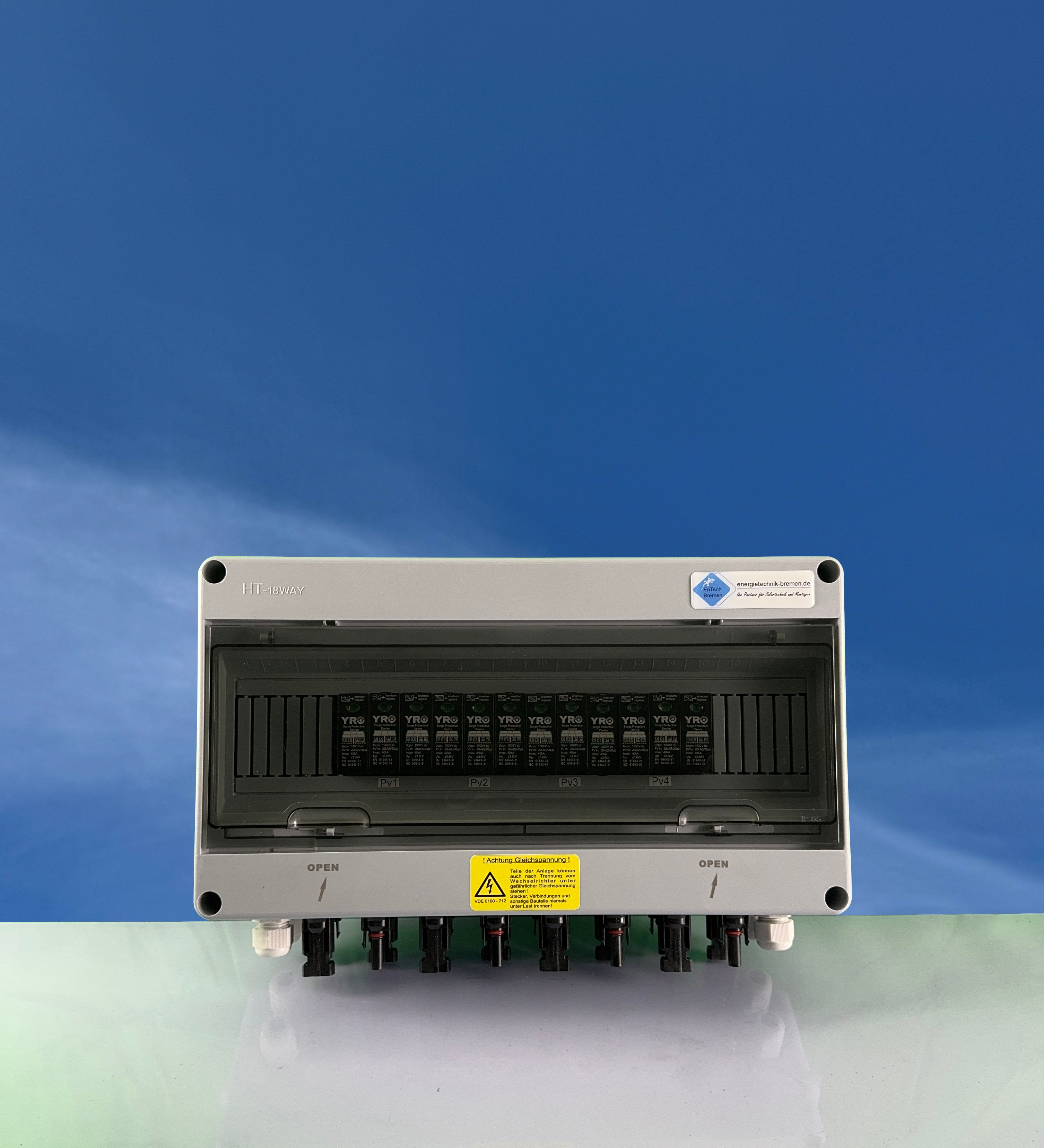 Anschlusskasten - Überspannungsschutz - PV - einfach  - 4 Strings - DC 1000V - Typ I+II - IP65 - Energietechnik Bremen